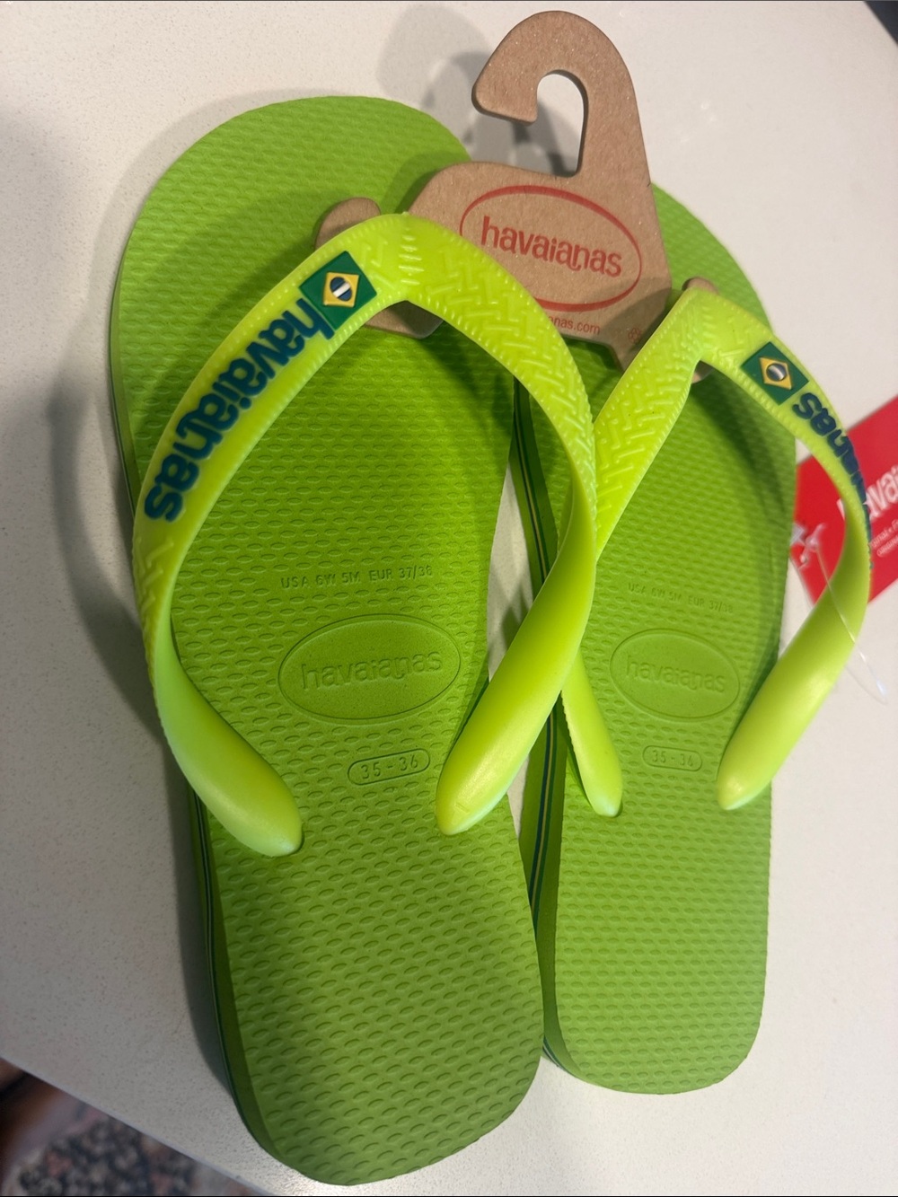 Havaianas Neon Lime Green Flip Flops